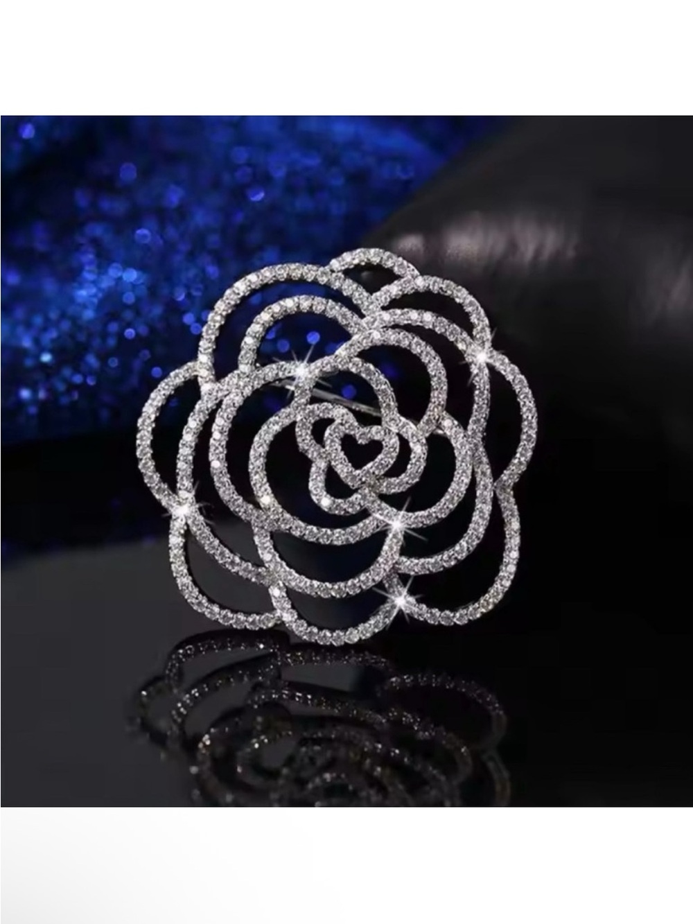 Elegant Silver Camellia Flower Brooch. NWT. - Picture 2 of 2